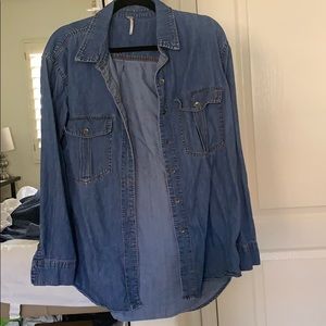 Oversized Free People denim button up (Med. blue)